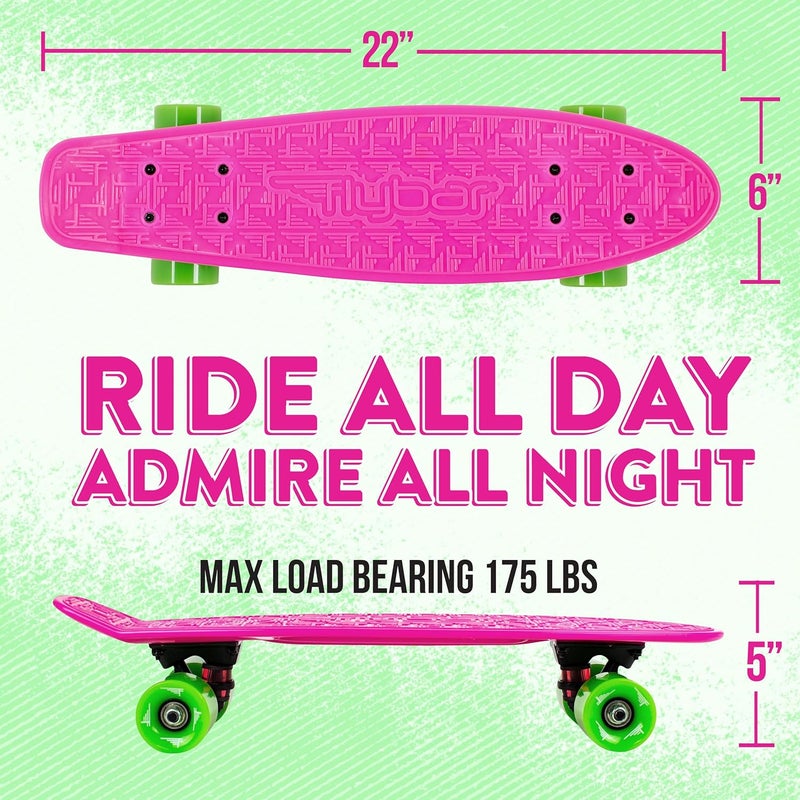 Flybar 22 Inch Kids Skateboard – Mini Cruiser Skateboards for Kids Ages 6-12, Outdoor Toys, Lightweight, Durable, Non-Slip Deck, ABEC-7 Bearings, Holds up to 175 lbs - Image 3